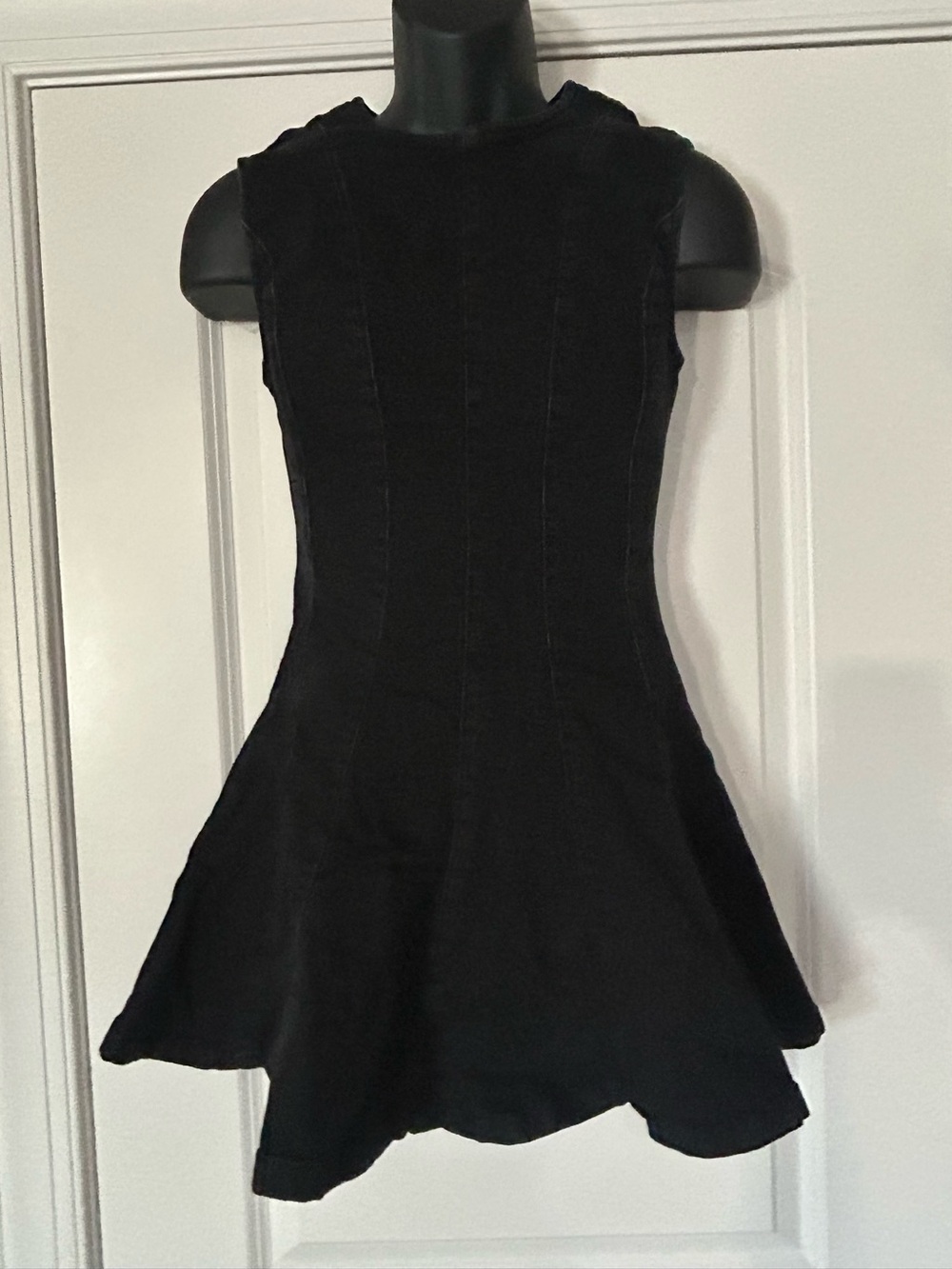Sleeveless Black Fit-and-Flare Jean Dress